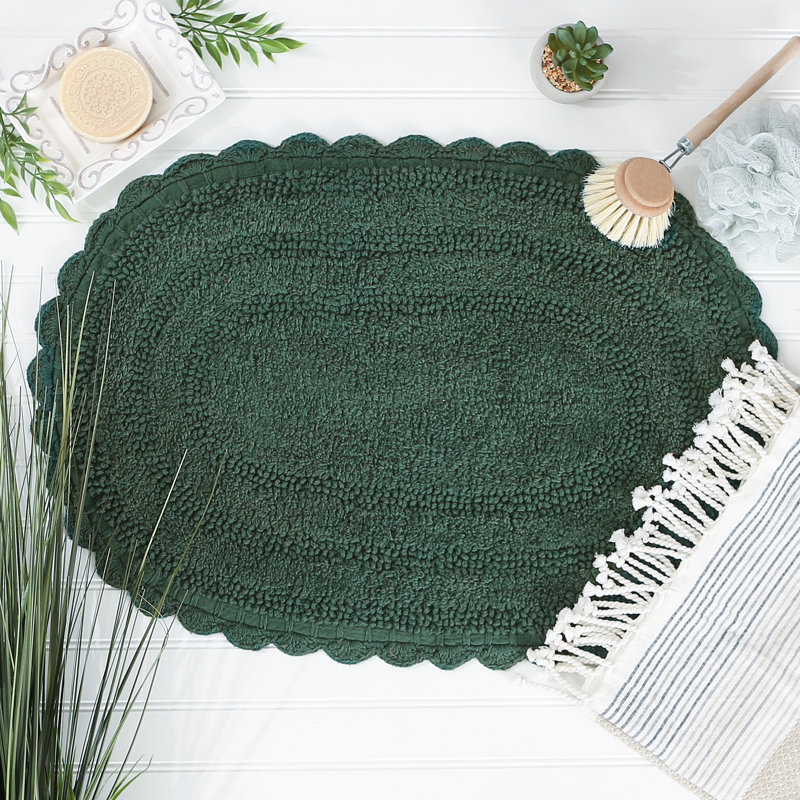 Hively Cotton Bath Mat, Small, Dark Green