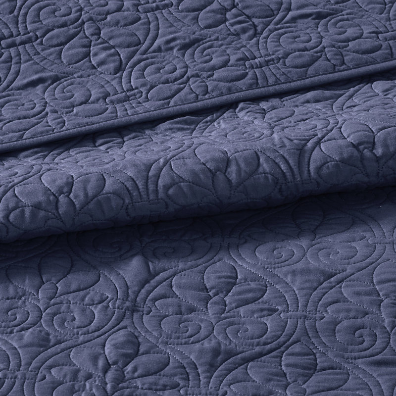 Courtepointe réversible bleu marine - Douillette matelassée confortable et confortable en coton pour une chambre de rêve