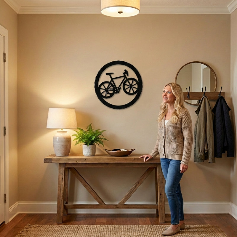Décoration murale vélo, H 18 po x l 18 po x P 0,6 po