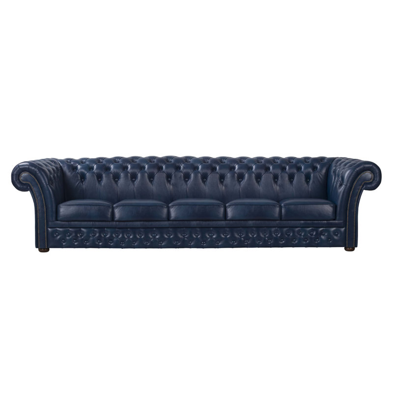 Tamberg Genuine Leather Sofa, Blue, 5