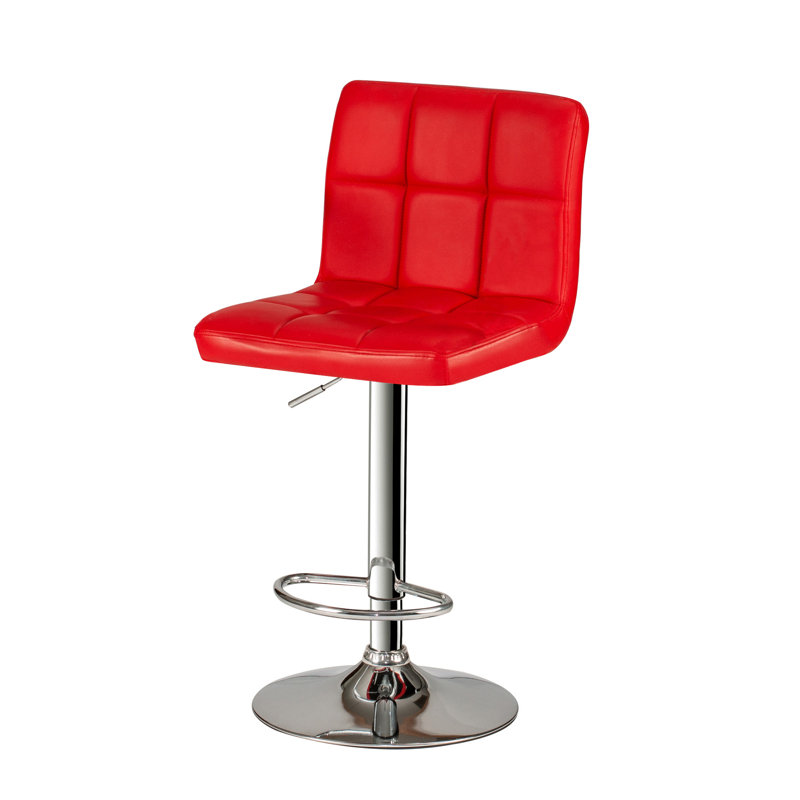 Pacer Swivel Upholstered Adjustable Height Counter Stool with Metal Frame, Red