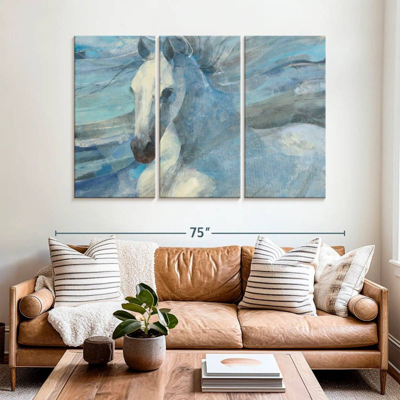 Illustration d'un cheval blanc, H 42 po x l 65 po