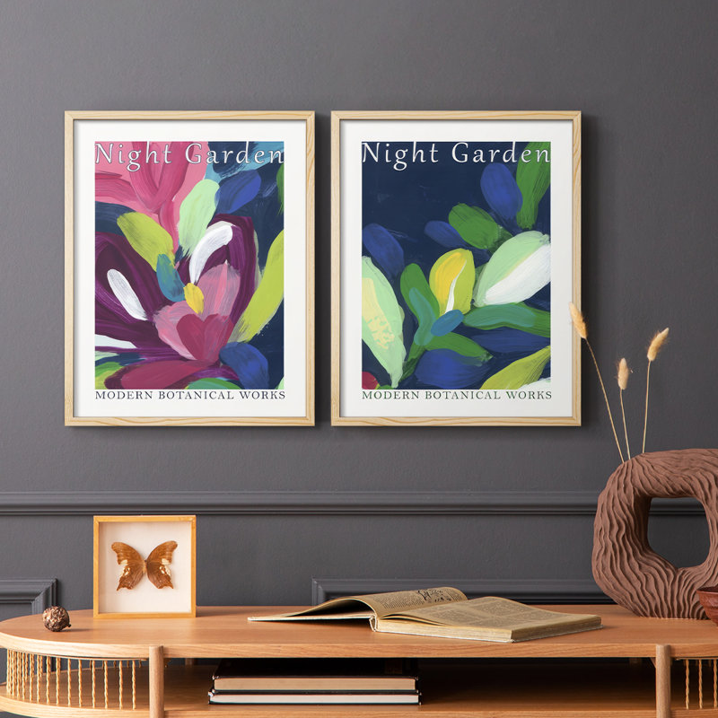 Night Garden Exhibition Posters I-Premium Framed Print -Ready to Hang - No Nails Required - No Nails Required, Natural Wood