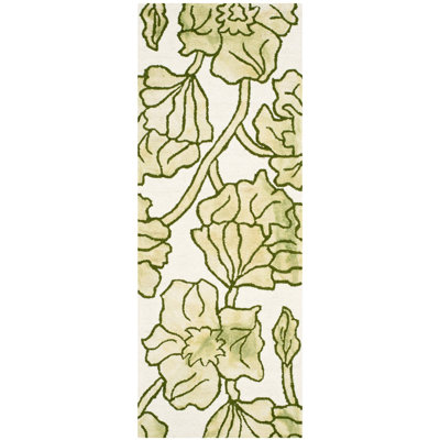 Coleman Hand Tufted Wool/Cotton Floral Rug in Ivory/Light Green