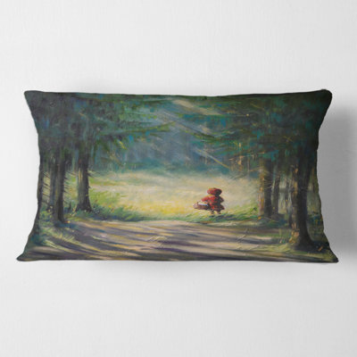 Rectangle,Little Red Riding Hood In The Woods - Traditional Printed Throw Pillow