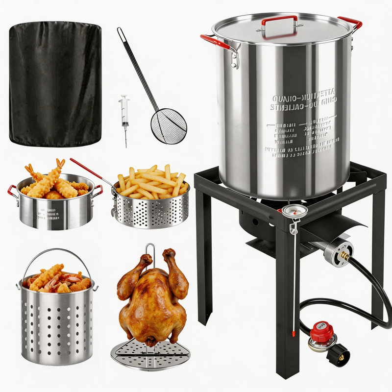 Friteuse à dinde 30 pte / 36 pte avec écumoire de 12 po, H 30 po x l 14 po x P 14 po