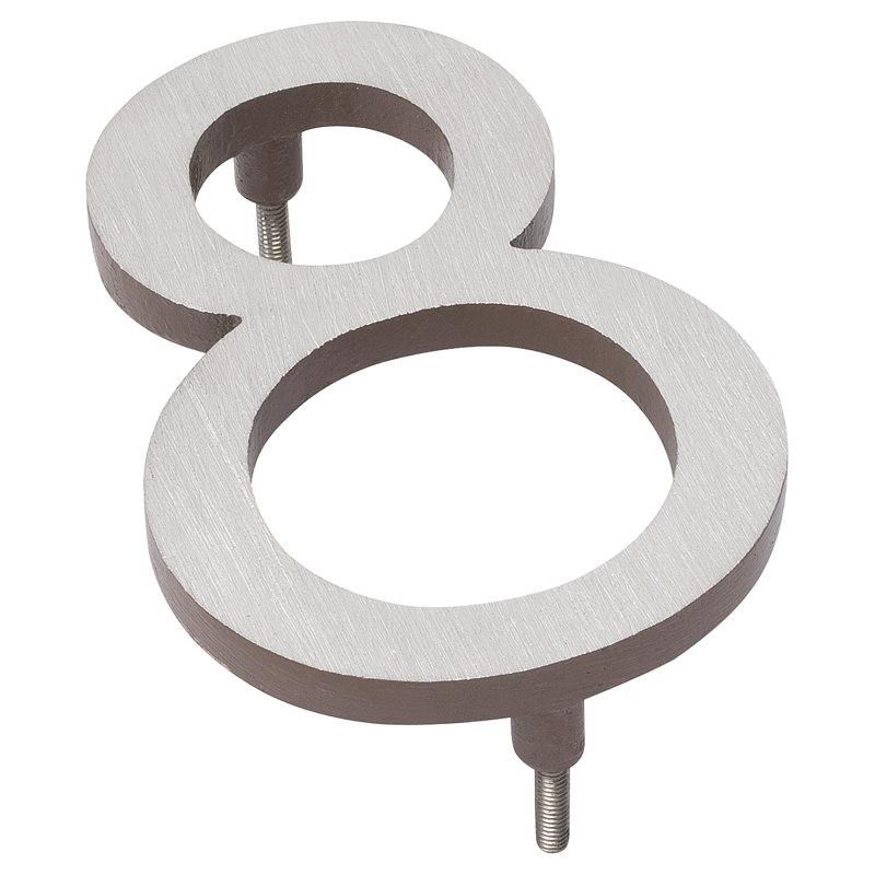 Numéro de maison à fixation flottante 6 po, Nickel satiné / sable, 8