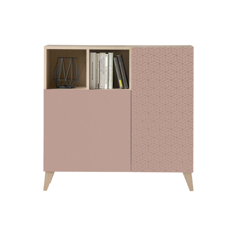 12 Pair Shoe Storage Cabinet, Light Oak/Pink