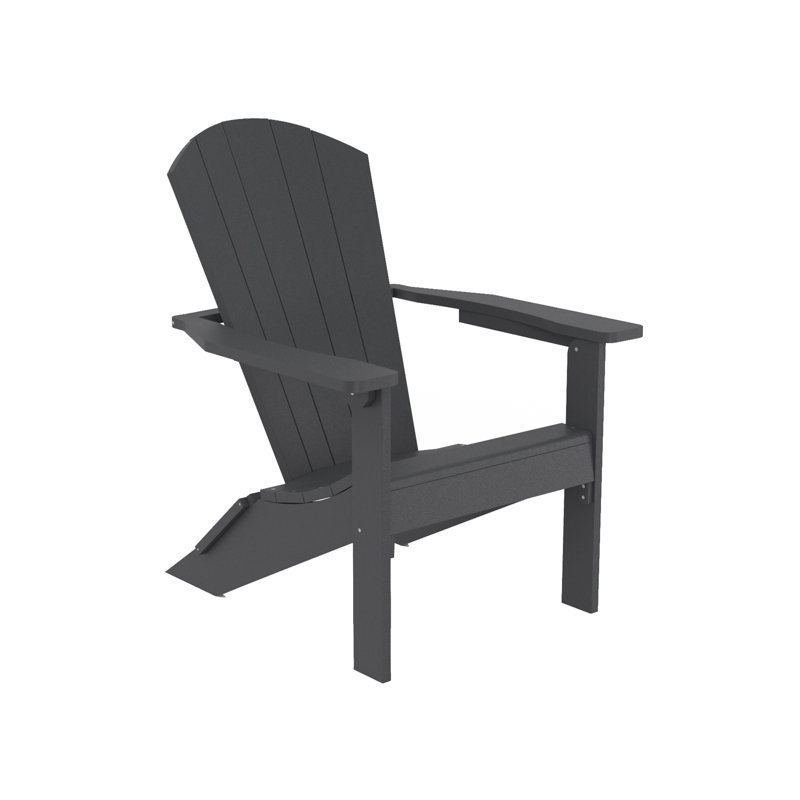 Crystal Harbor Classic Stationary Adirondack Chair – Recycled HDPE Muskoka-Style Outdoor Patio Seating, Slate Gray