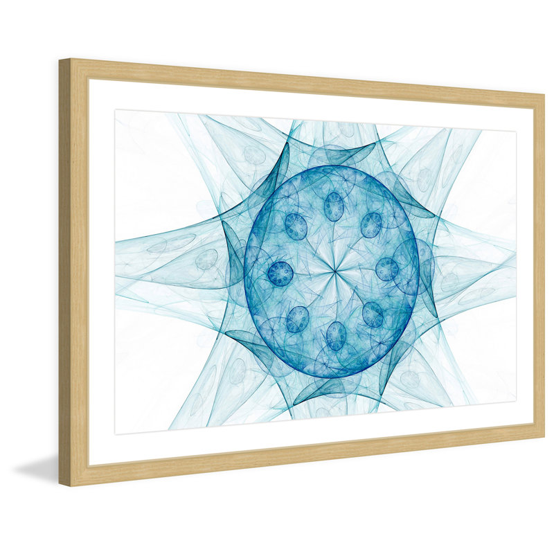 Blue Abstract Print on Canvas with Natural Frame