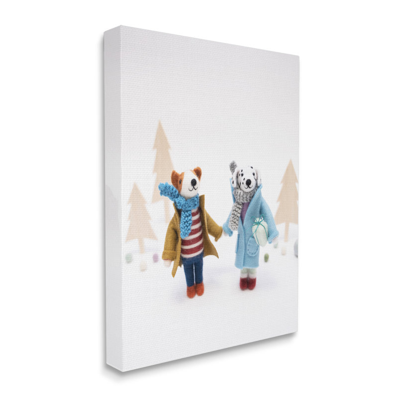 Aw-030-Canvas Winter Holiday Gift Dog Couple On Canvas par Lemon & Sugar, photographie, H 20 po x l 16 po x P 1,5 po