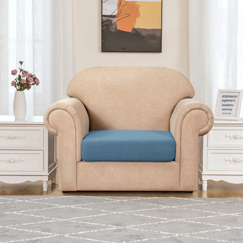 Housse de coussin individuelle super extensible, housses de canapé en jacquard épais, housses de canapé pour animaux de compagnie (fauteuil, bleu denim)