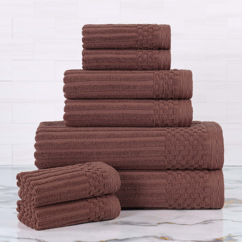 Collection de serviettes en coton Soho Spa, Brun, Ensemble de serviettes 8 pièces