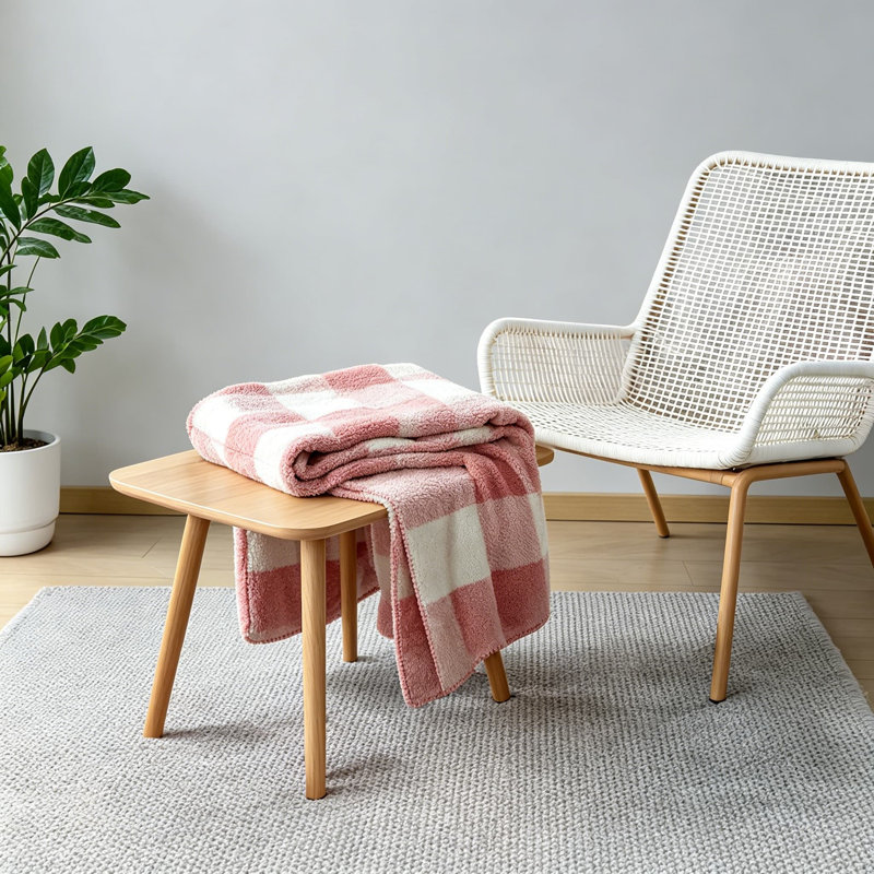 Jeté Sherpa, L 60 po x l 50 po, Rose