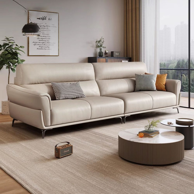 Coussin de canapé modulaire en cuir véritable kaki, H 37,01 po x l 110,24 po x P 36,22 po, 4