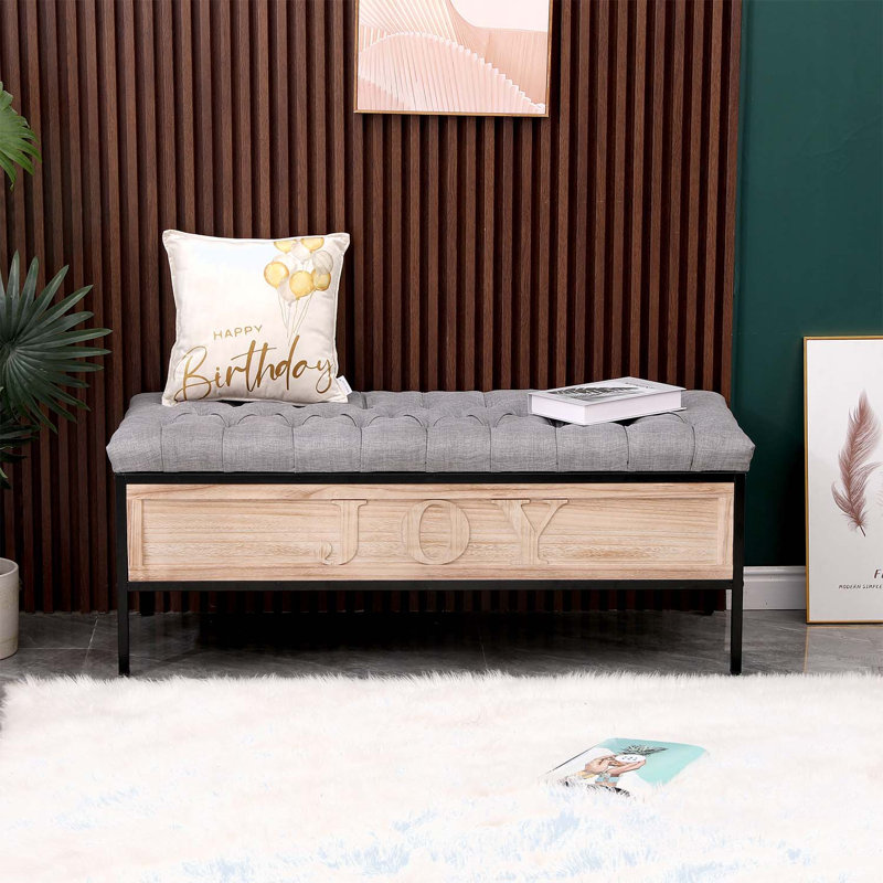 Banc capitonné de 48,42 po de largeur, Lin gris
