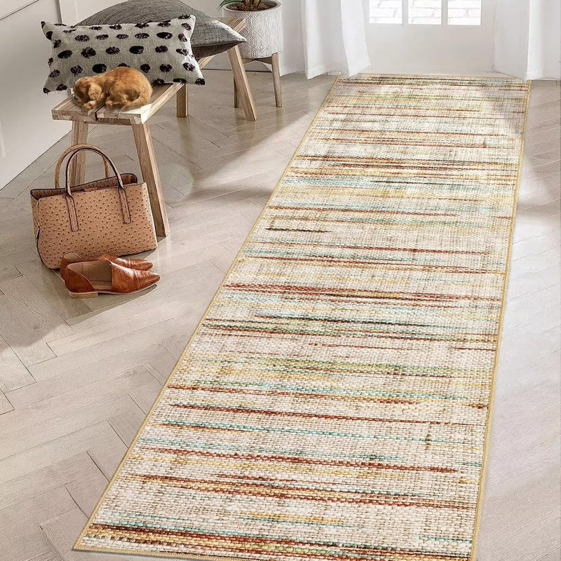 Washable Modern Rugs for Bedroom Imitation Braided Pattern Soft Carpet, Runner 2' x 6'