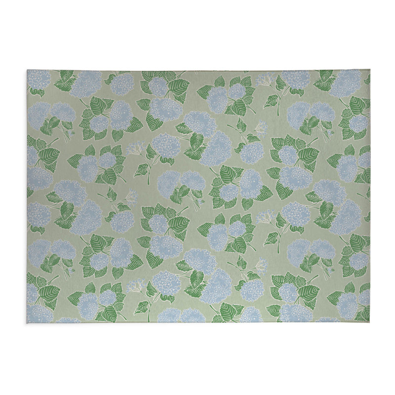 Tapis de cuisine Hydrangea, Rectangulaire 3 pi x 5 pi, Sauge
