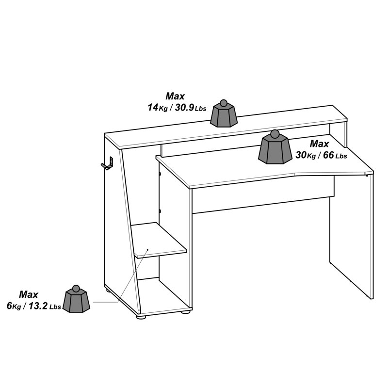 Sameul 138Cm Matt Black Gaming Desk
