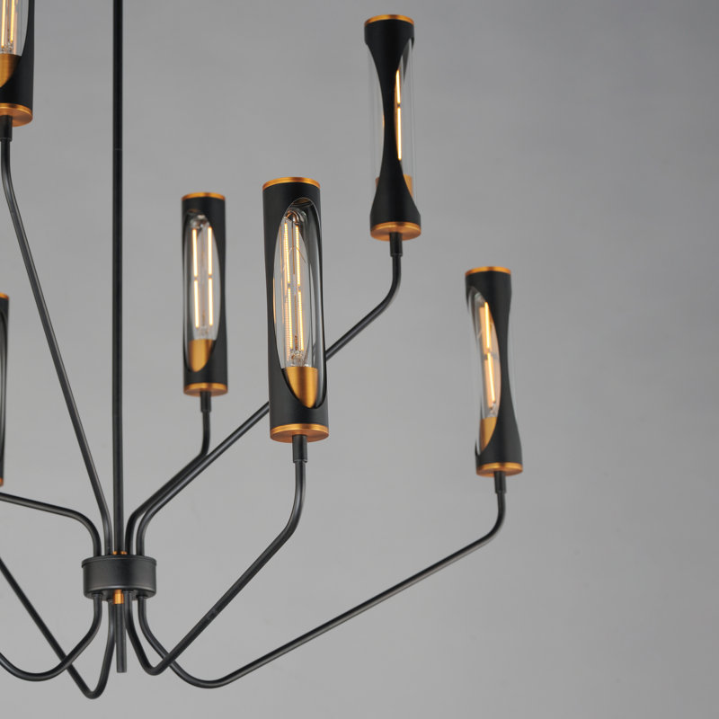 Regent-Multi-Tier Chandelier, Black/Antique Brass
