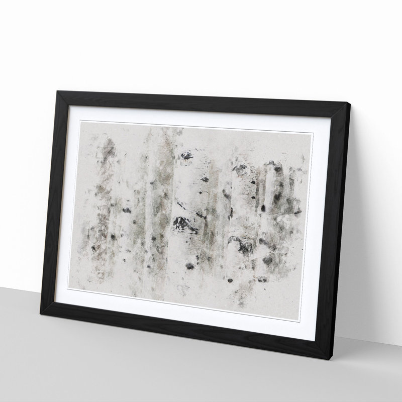 Silver Birch Tree Forest Watercolour - Picture Frame Graphic Art Print, 36cm H x 48cm W x 2cm D, Black Framed
