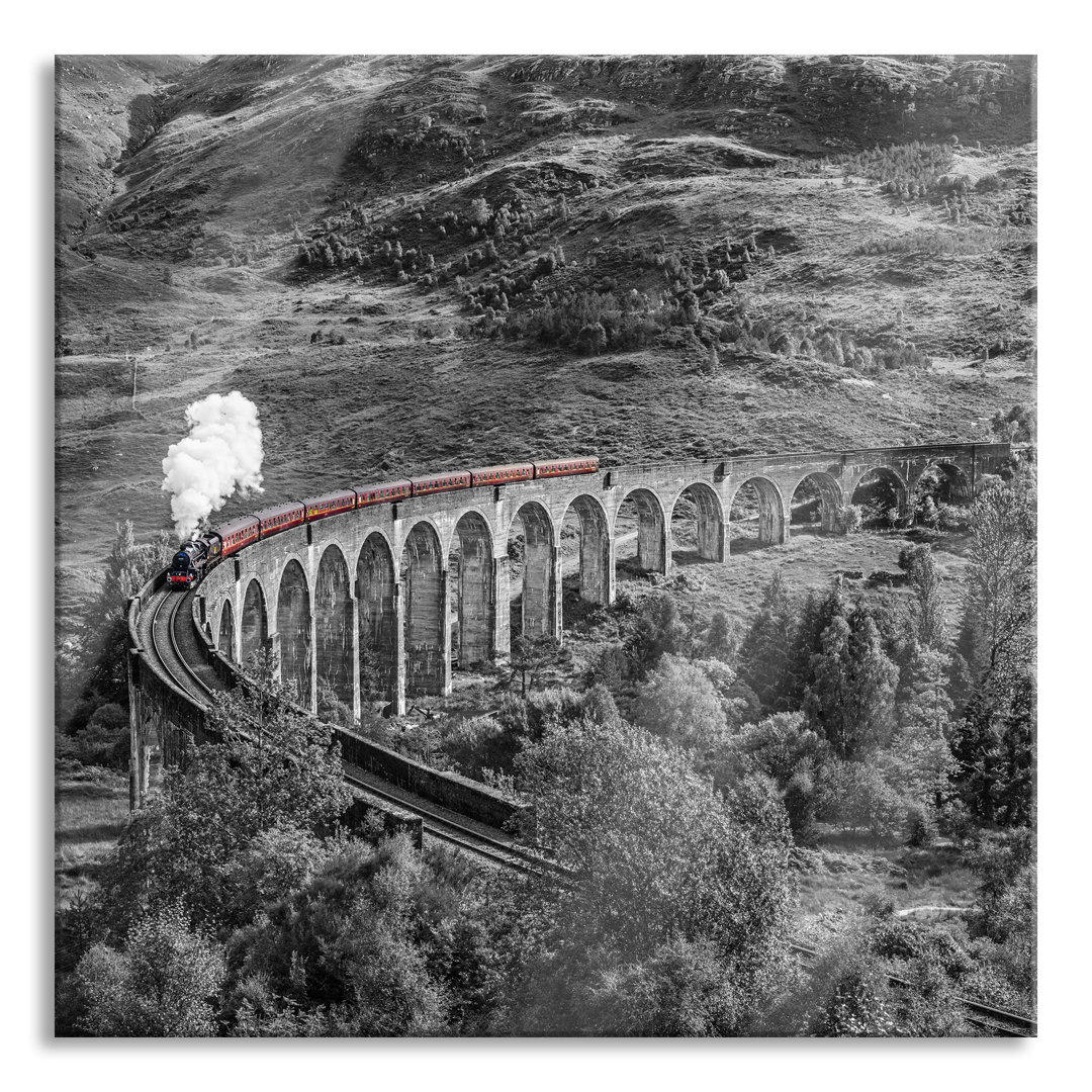 Ungerahmter Grafikdruck auf Glas "Railway Viaduct in Scotland"