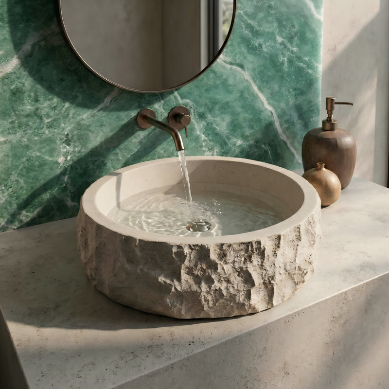 Lavabo vasque 15 "à surface solide ciselée avec texture de croûte crue
