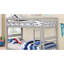 Lit superposé simple au-dessus de simple avec deux tiroirs et échelle attachée, blanc-1510068996