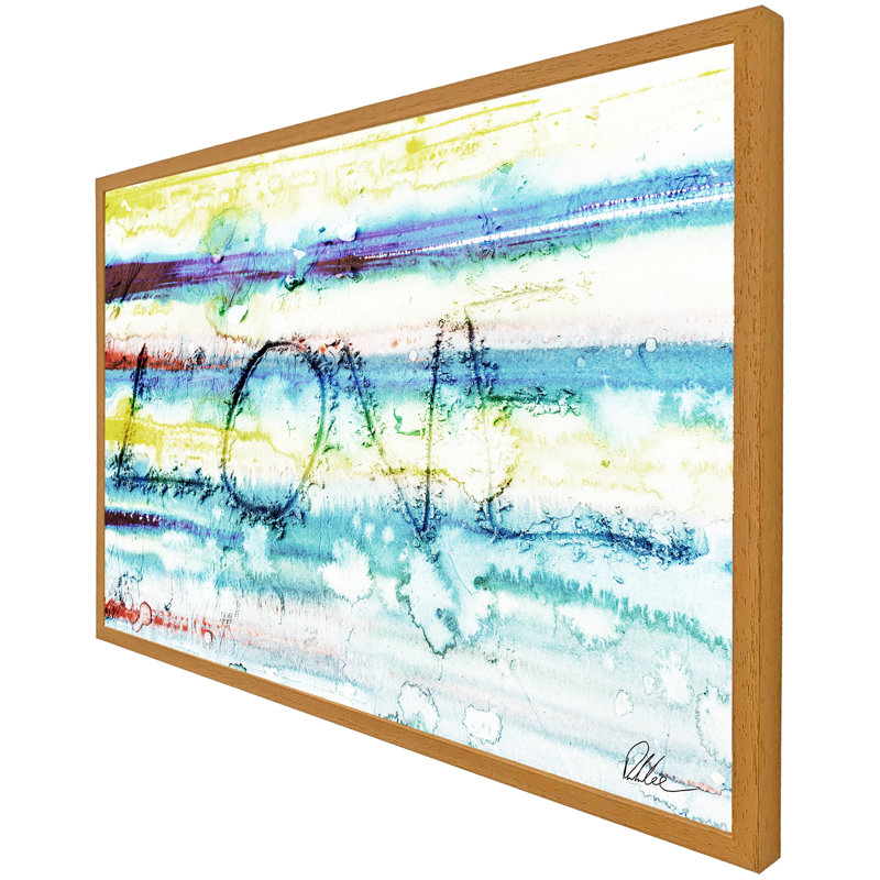 Sand Love - Single Picture Frame Print, 76cm H x 114cm W x 4cm D, Oak