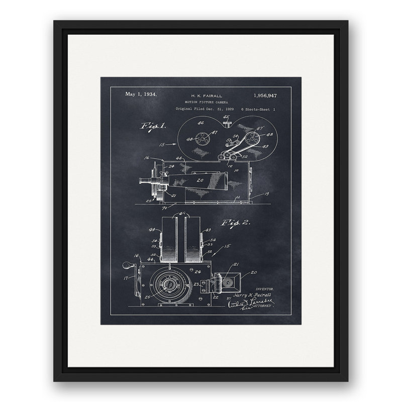 Caméra cinématographique brevetée sur toile, H 21,75 po x l 17,75 po x P 1,75 po, Cadre flottant noir