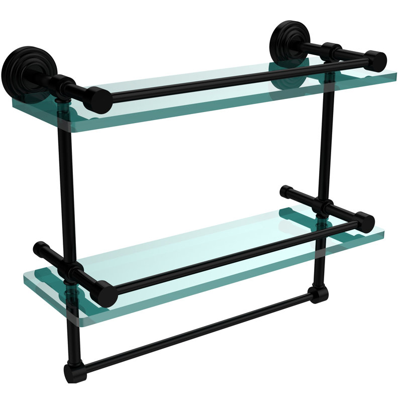 Beresford 2 Piece Tiered Shelf with Towel Bar, Matte Black, 12" H x 16" W x 5" D