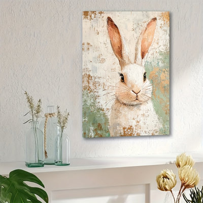 Charming Vintage White Rabbit Canvas Print - Urban Studio