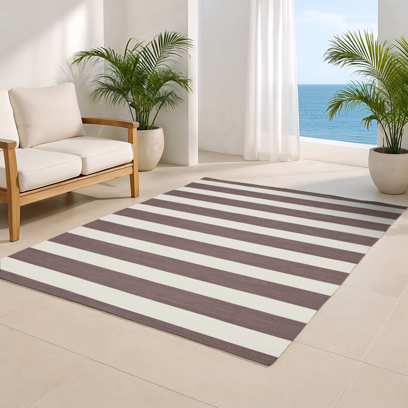 Tapis intérieur / extérieur blanc HorizontalStripes, Rectangulaire 2 pi x 3 pi