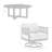 Scotia 3 Piece Patio Outdoor Swivel Seating Set In Black Aluminum With Grey Rope And Cushions