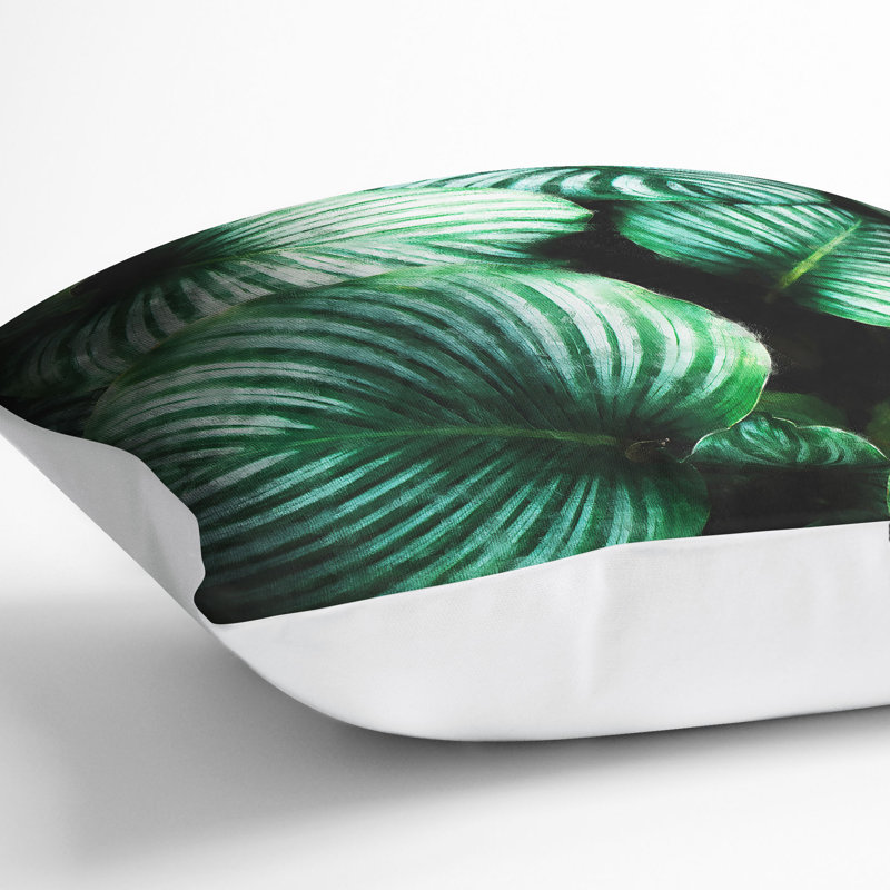 Gathered Plant Leaves Painting Cushion with Filling, 55cm H x 55cm W x 20cm D, White