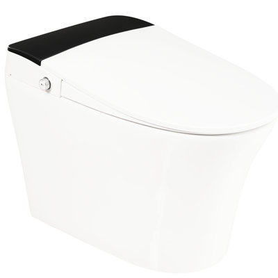 Heated Seat Smart Toilet, One Piece Toilet With Auto Flush, , Foot Sensor Blue Night , Knob Operated, Power Outage Flushing, Soft Close Cover, White Bathroom Accessory Seat, One Automatic Without