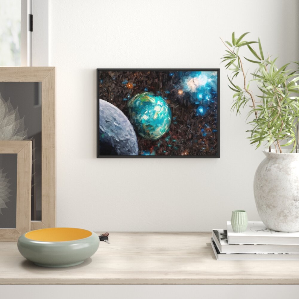 Gerahmtes Wandbild Planet ErdeKosmos Kunst