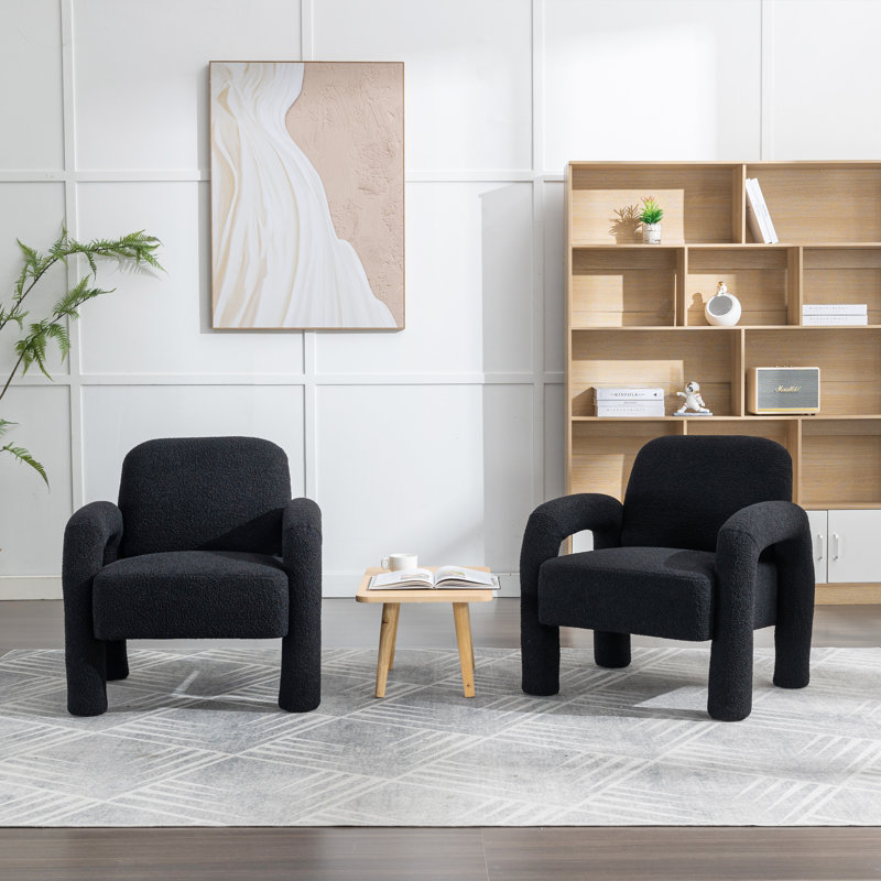 Amrane Upholstered Armchair, Black Polyester
