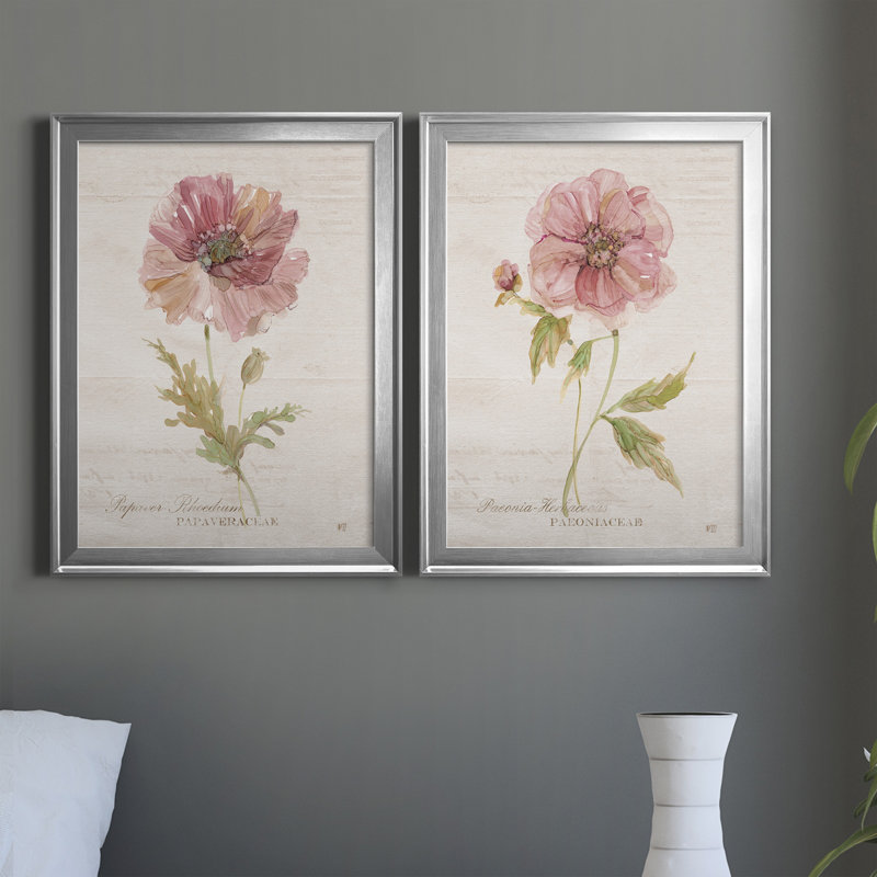 «Soft Poppy», ensemble de 2 reproductions d'art sur toiles, H 22,5 po x l 61 po x P 1,5 po, Silver Framed Canvas