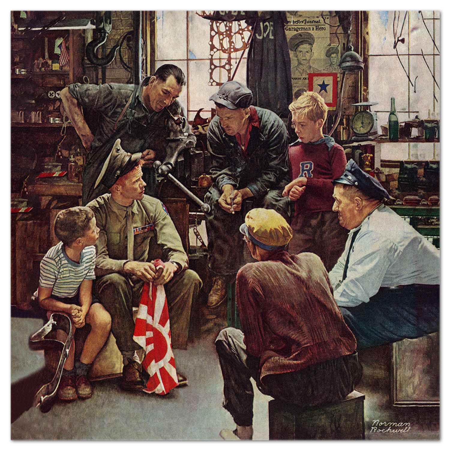 Highland Dunes - Quadro - Norman Rockwell - Ritorno A Casa Del Soldato -  Vetro Acrilico - 70X70 - Pronto Da Appendere - Quadri Moderni Per La Casa -  Vintage - Retr