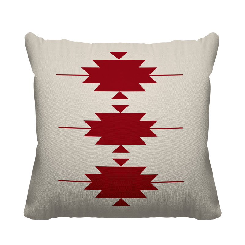 Coussin décoratif intérieur / extérieur Paco Southwestern, L 15 po x H 15 po, Rouge