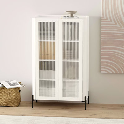 Bibliothèque 32 po en verre trempé blanc (4 tablettes)
