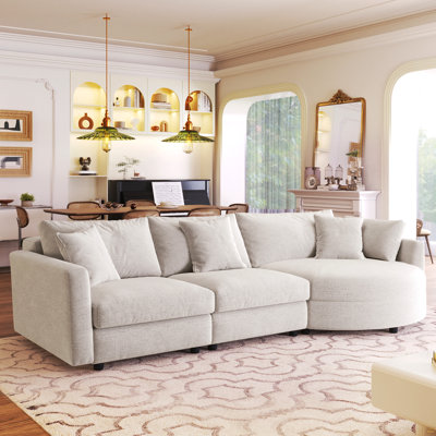 107" Chenille Fabric 3-Piece Sectional Sofa