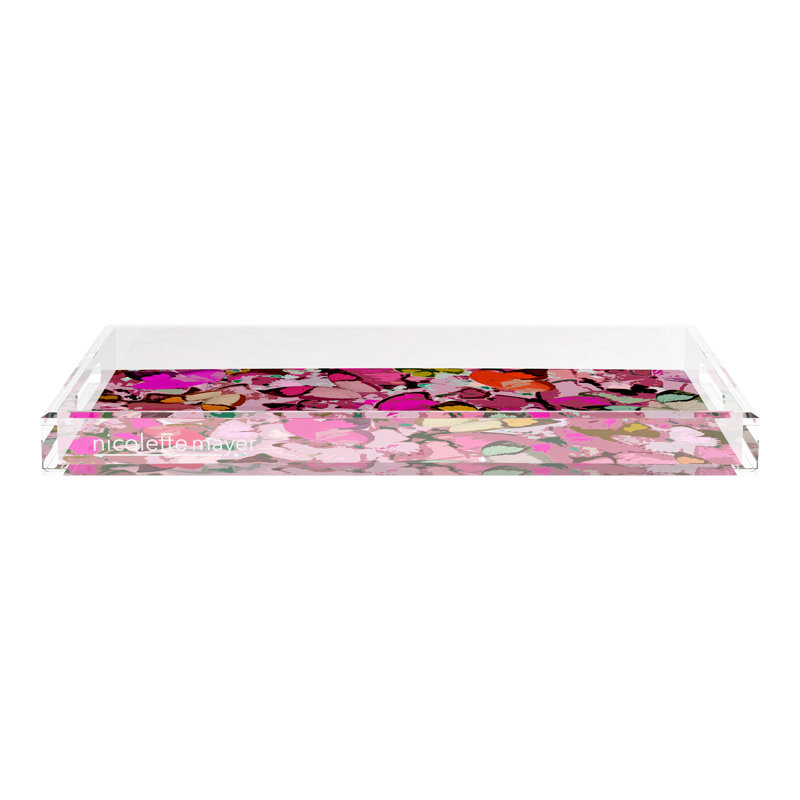 Mariposa Acrylic Rectangle Decorative Tray, Pink, 22.5"W x 14.5"D x 2"H