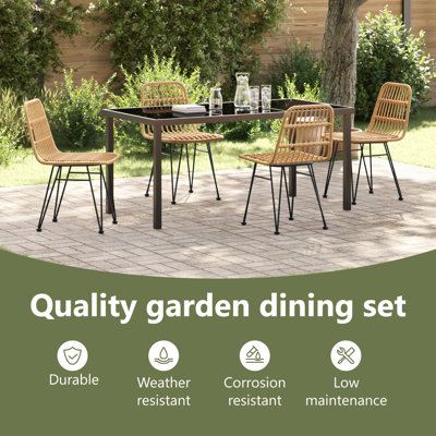5 Piece Garden Dining Set Poly Rattan