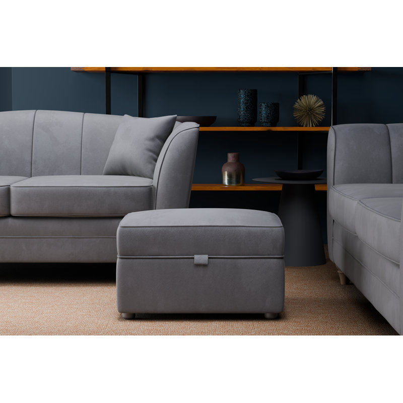 Laverton 62Cm Velvet Rectangle Storage Ottoman, Steel