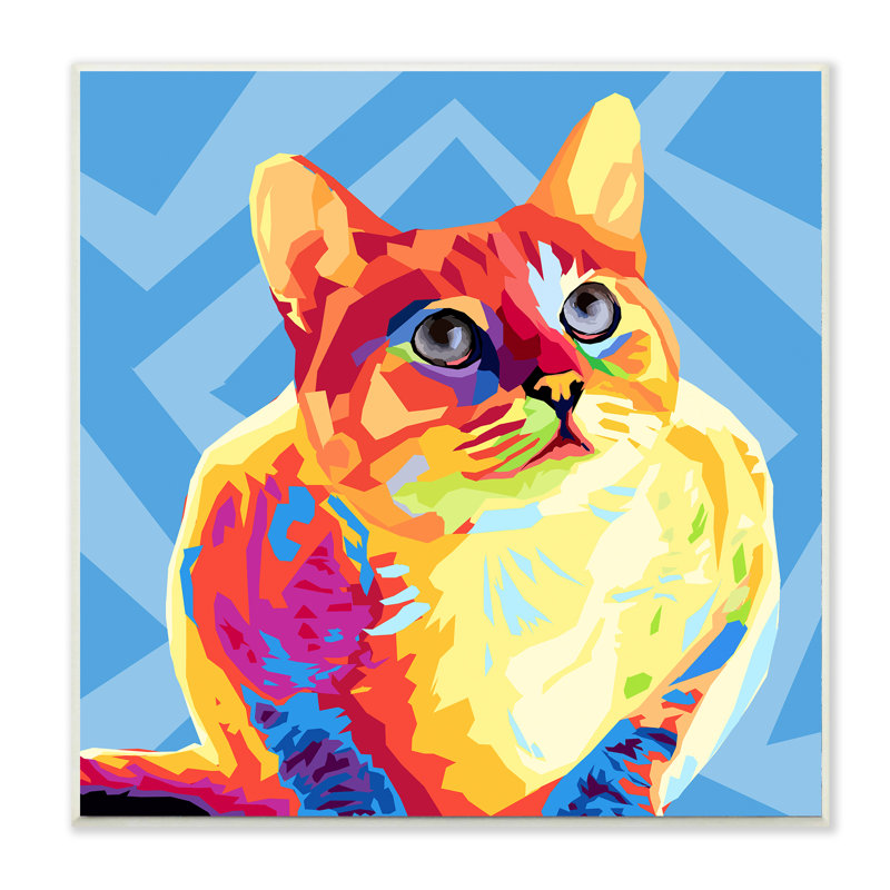 « vibrant abstract abstract cat », impression sur affiche, H 12 po x l 12 po x P 0,5 po, Plaque murale