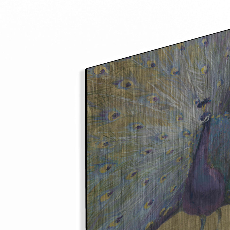 «Purple and Gold Peacock» par Danhui Nai, art mural en métal, 12 po x 12 po