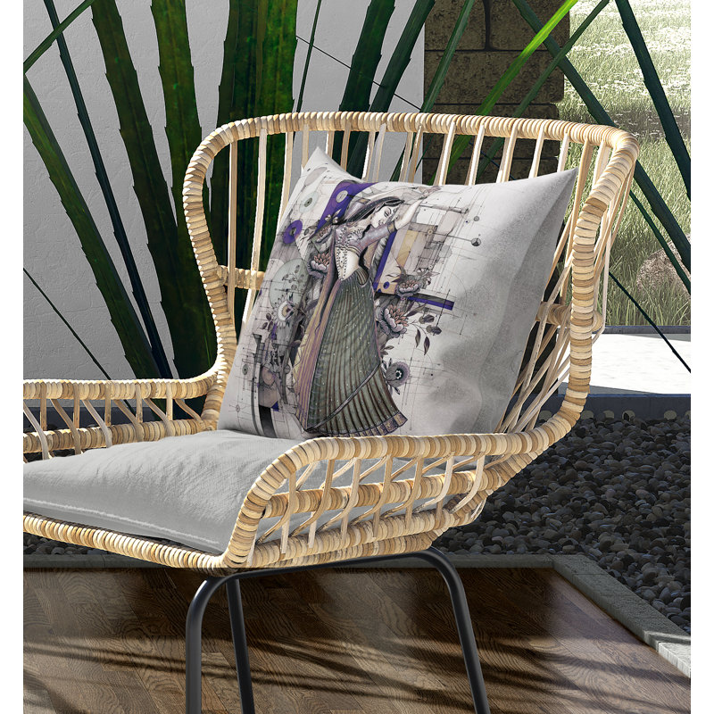 Coussin en suède gracieux avec housse amovible, H 20 po x l 20 po, Vert / gris / mauve