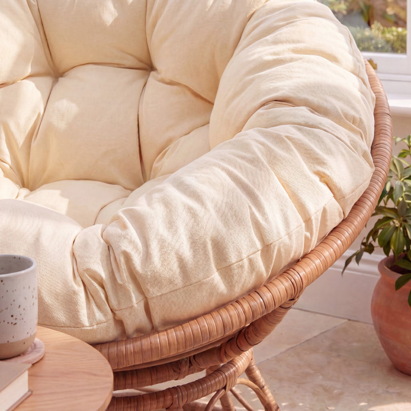 Upholstered Swivel Accent Chair, Natural, Cream Polyester